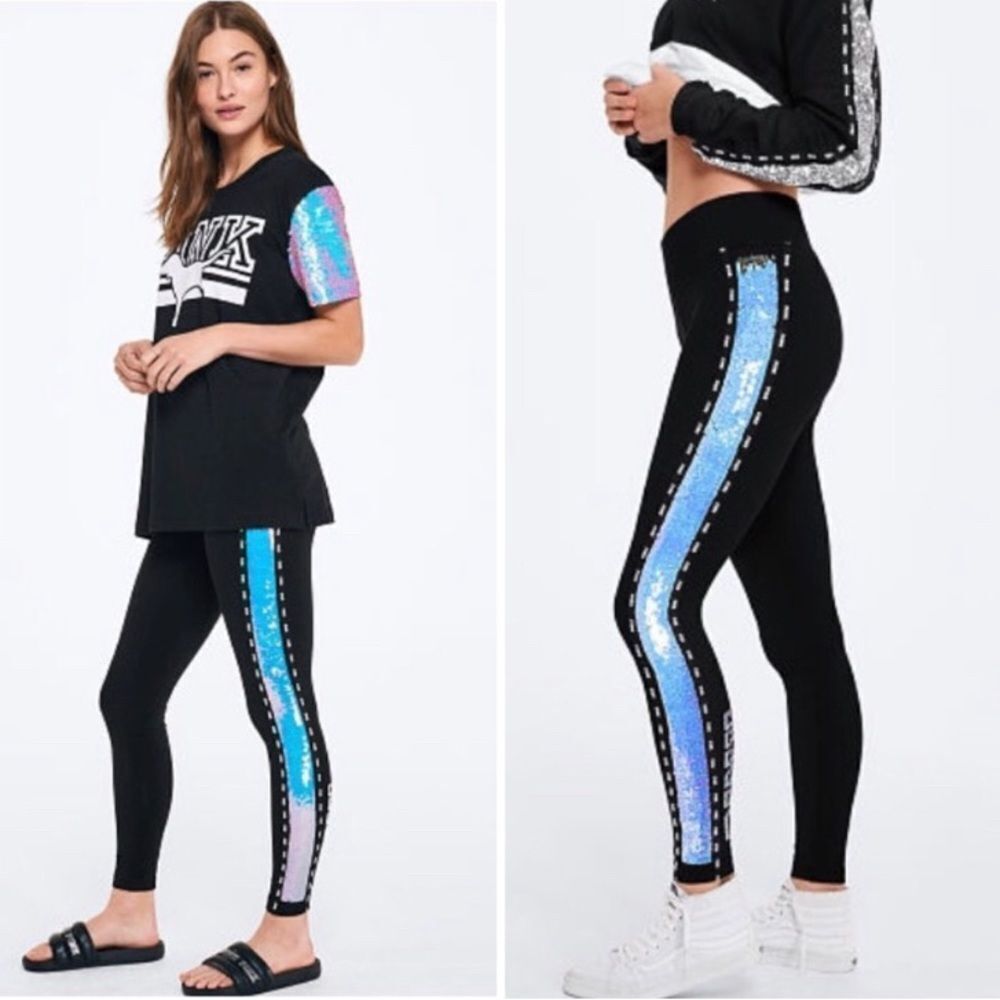 PINK VS MERMAID BLING TOP / YOGA LEGGINGS OUTFIT SET XL